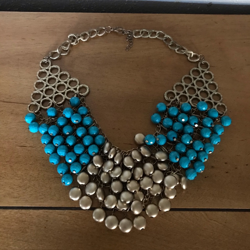 Chunky Teal/Gold Necklace